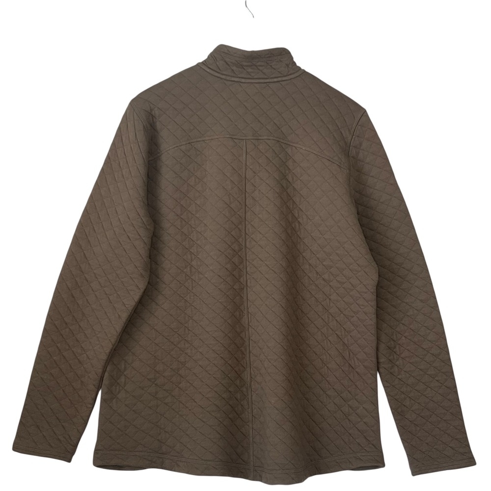 Duluth Trading Co Quilted Fleece Pullover L Brown Snap Neck Pockets Gorpcore - Picture 2 of 14